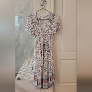 Knox RoseFloral Print V-Neck Dress Large